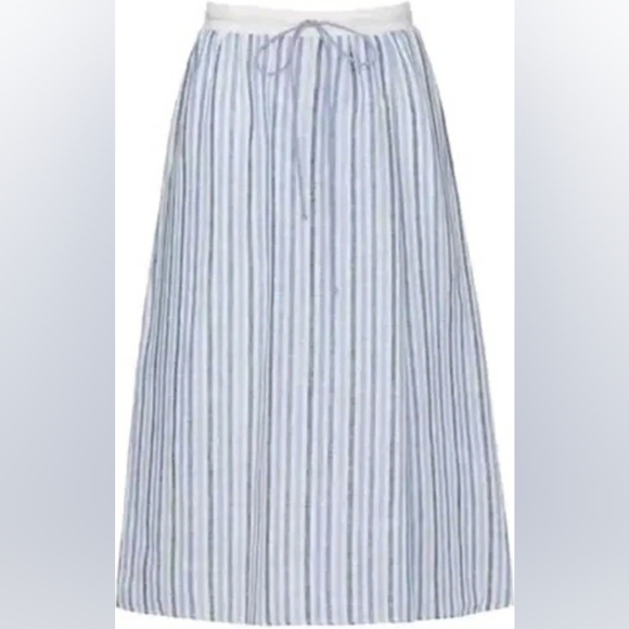 Nwt Sita Murt Stripe Knee Length Linen  Elastic Waist Skirt Size 36 Retail $200 - Picture 3 of 5